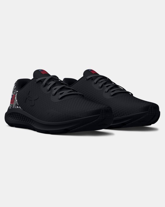 Men's UA Charged Pursuit 3 USA Running Shoes, Black, pdpMainDesktop image number 3